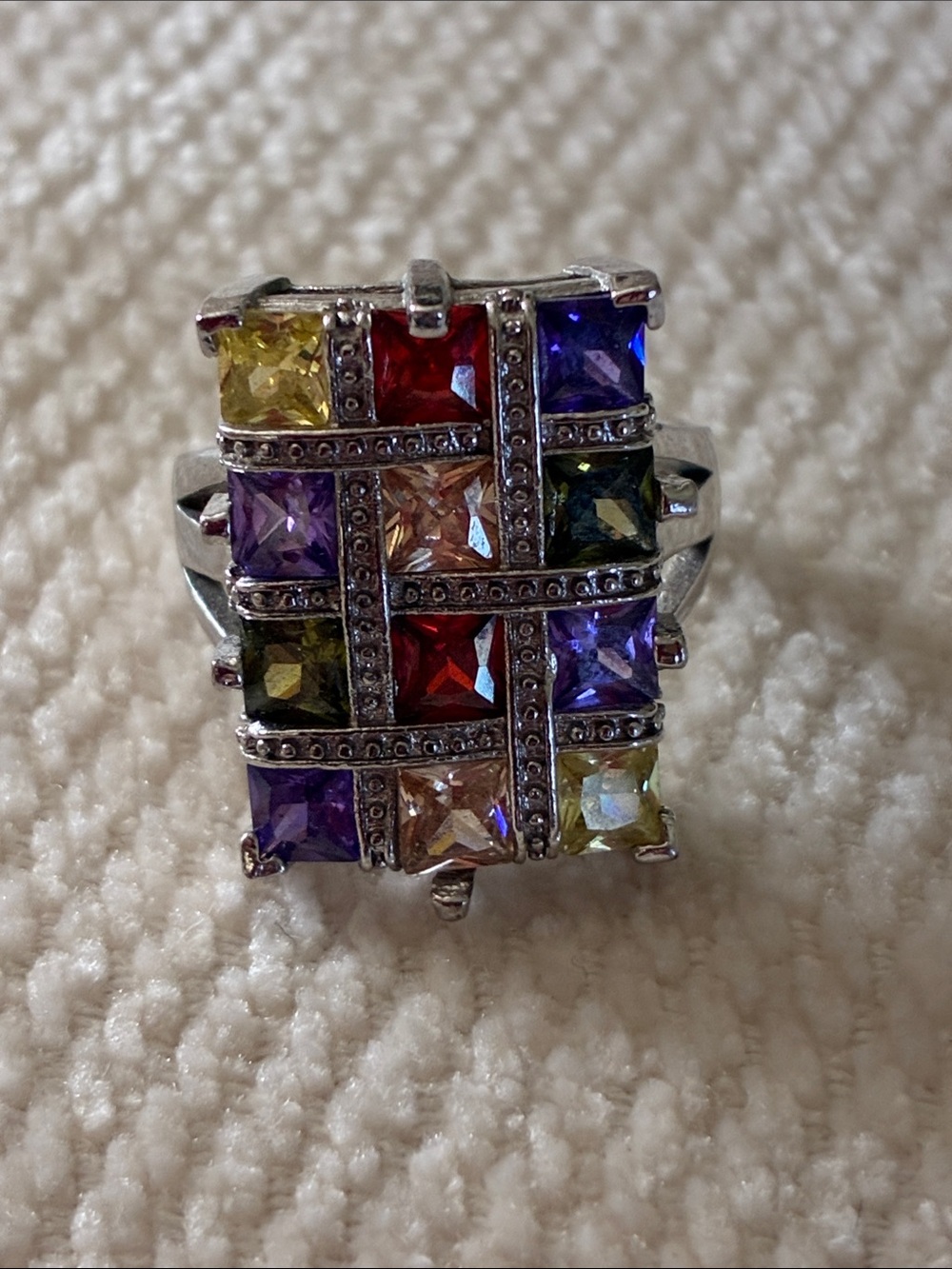 Set 2 Multicolor Cubic Zirconia Statement Rings - Picture 3 of 6